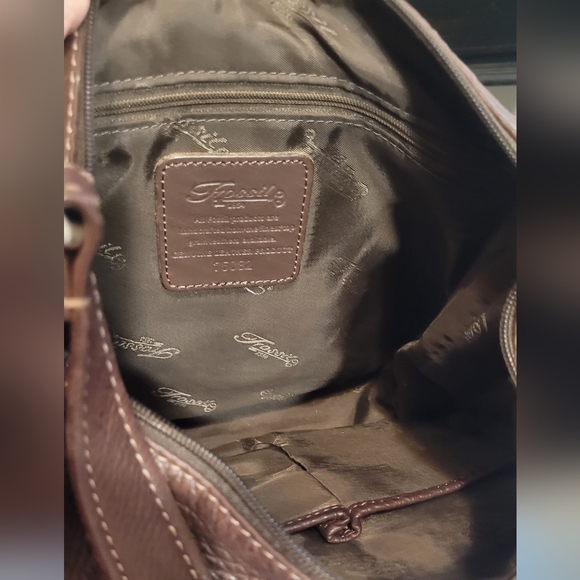 FOSSIL BROWN PEBBLED LEATHER SHOULDER BAG Vintage - Picture 7 of 8